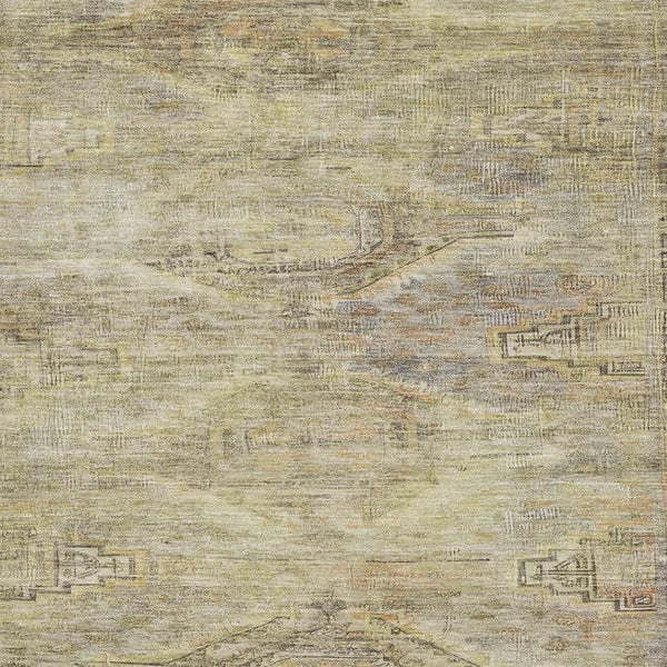 HomeRoots 5' X 8' Artichoke Green Abstract Geometric Area Rug - Durable, Washable, UV Protected & Stylish! 695368