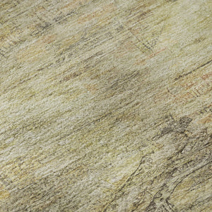 HomeRoots 8' Artichoke Green Gold Beige Abstract Round Rug - UV Protected, Stain Resistant, Washable Design! 695369