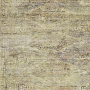 HomeRoots 8' X 10' Artichoke Green Gold Beige Washable Area Rug - Durable, UV-Protected, Stylish & Family-Friendly 695370