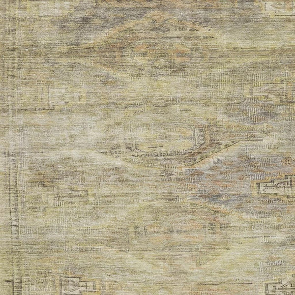 HomeRoots 8' X 10' Artichoke Green Gold Beige Washable Area Rug - Durable, UV-Protected, Stylish & Family-Friendly 695370
