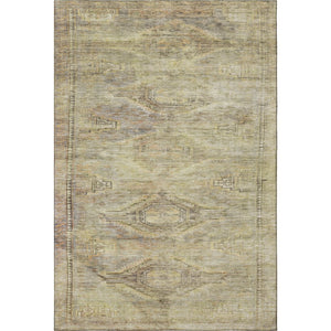 HomeRoots 9' Stylish Artichoke Green & Gold Abstract Geometric Washable Area Rug with UV Protection & Durability 695371