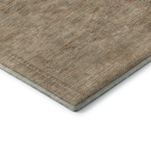 HomeRoots 9' X 12' Abstract Geometric Washable Area Rug - Durable Beige & Brown Design with UV Protection 695377