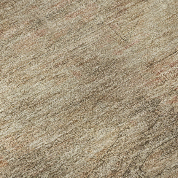 HomeRoots 9' X 12' Abstract Geometric Washable Area Rug - Durable Beige & Brown Design with UV Protection 695377