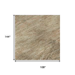 HomeRoots 9' X 12' Abstract Geometric Washable Area Rug - Durable Beige & Brown Design with UV Protection 695377
