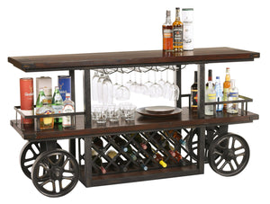 Hekman Furniture 695378 Bart Wine & Bar Cart - Industrial Rustic Design With Wheels, Wine Storage, And Glass Rack  Bart Wine & Bar Cart 695378