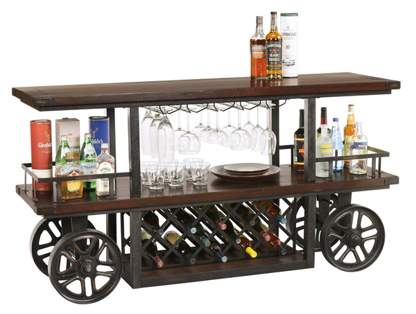 Hekman Furniture 695378 Bart Wine & Bar Cart - Industrial Rustic Design With Wheels, Wine Storage, And Glass Rack  Bart Wine & Bar Cart 695378