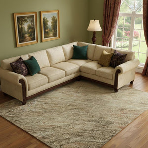 HomeRoots 10' Beige and Brown Abstract Geometric Area Rug - Washable, UV Protected, Perfect for Busy Homes! 695378