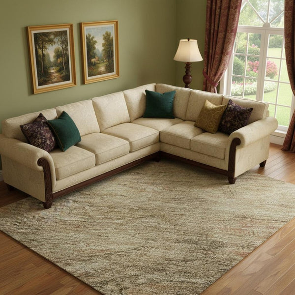 HomeRoots 10' Beige and Brown Abstract Geometric Area Rug - Washable, UV Protected, Perfect for Busy Homes! 695378