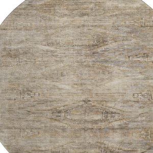 HomeRoots 8' Washable Round Rug in Brown, Beige & Taupe - Abstract Geometric Design with UV Protection & Stain Resistance 695381