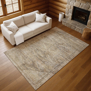 HomeRoots 9' Contemporary Abstract Geometric Area Rug in Brown, Beige & Taupe - Washable, UV Protected & Durable! 695383