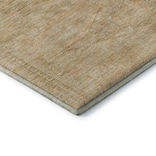 HomeRoots 8' Linen Gold and Wheat Abstract Round Rug - Washable, UV-Protected, Durable Design for Any Space 695387