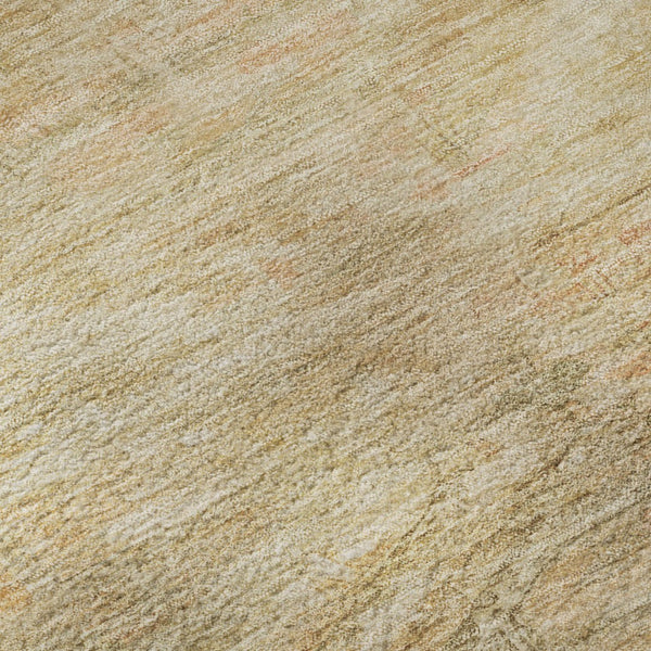 HomeRoots 8' Linen Gold and Wheat Abstract Round Rug - Washable, UV-Protected, Durable Design for Any Space 695387