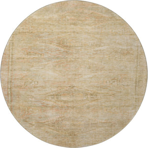 HomeRoots 8' Linen Gold and Wheat Abstract Round Rug - Washable, UV-Protected, Durable Design for Any Space 695387