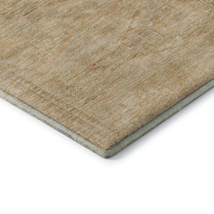HomeRoots 10' X 14' Elegant Linen Gold and Wheat Geometric Area Rug – Washable, Stain Resistant, UV Protected 695390