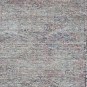 HomeRoots 5' X 8' Pewter Gray Geometric Area Rug - Washable, UV-Protected, Stain-Resistant for Busy Homes 695392