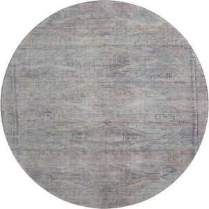 HomeRoots 8' Stylish Pewter Gray & Charcoal Abstract Round Rug - Washable, UV-Protected, Perfect for Homes 695393