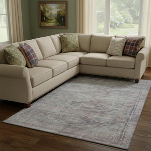 HomeRoots 8' X 10' Abstract Geometric Pewter Gray Area Rug - Washable, UV-Protected & Perfect for Busy Homes! 695394