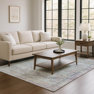 HomeRoots 8' X 10' Abstract Geometric Pewter Gray Area Rug - Washable, UV-Protected & Perfect for Busy Homes! 695394
