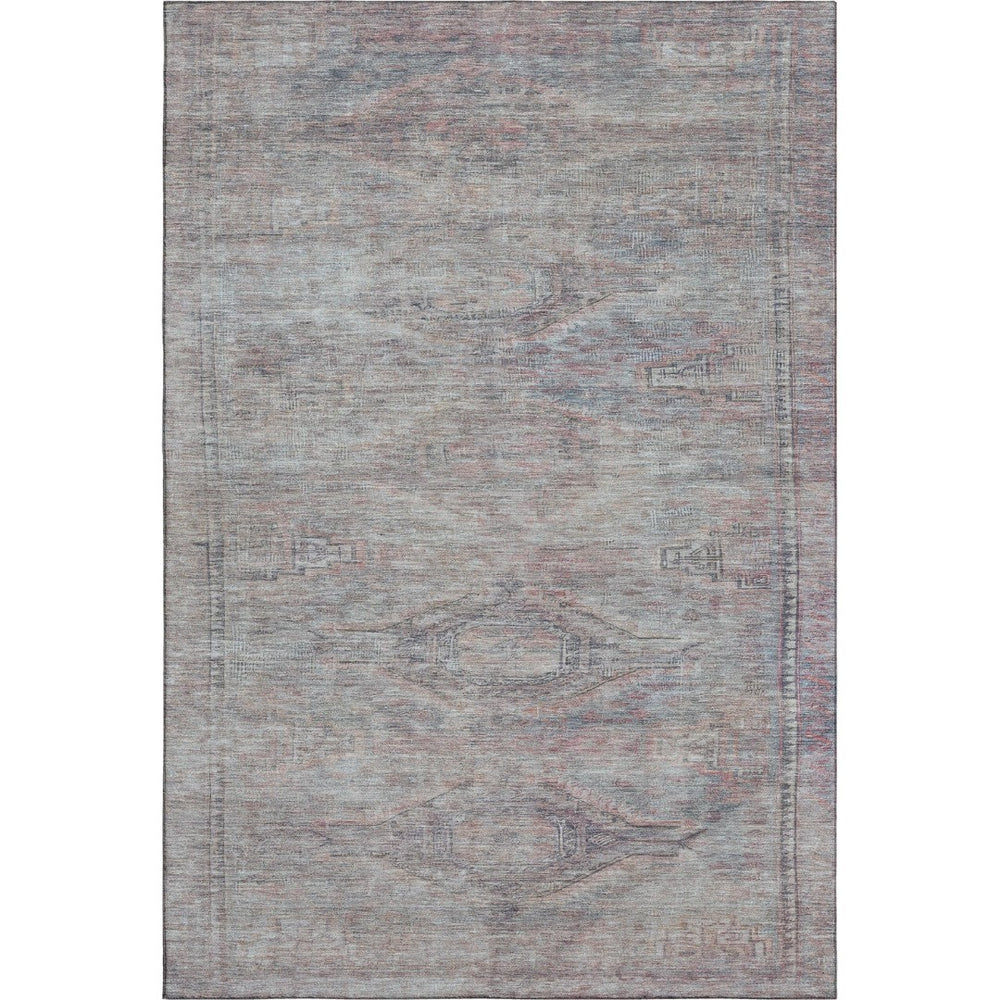 HomeRoots 8' X 10' Abstract Geometric Pewter Gray Area Rug - Washable, UV-Protected & Perfect for Busy Homes! 695394