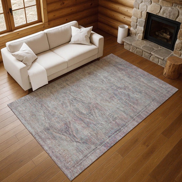 HomeRoots 8' X 10' Abstract Geometric Pewter Gray Area Rug - Washable, UV-Protected & Perfect for Busy Homes! 695394