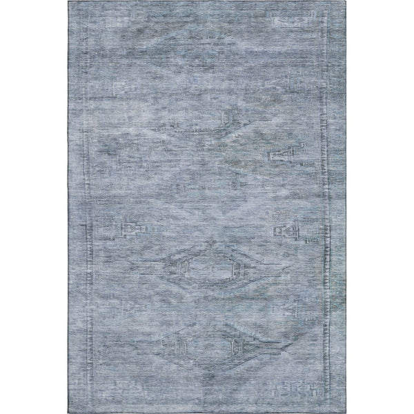 HomeRoots 5' x 8' Sky Blue & Gray Abstract Geometric Washable Area Rug – Soft, Durable, UV Protected Design 695398