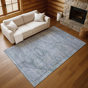 HomeRoots 5' x 8' Sky Blue & Gray Abstract Geometric Washable Area Rug – Soft, Durable, UV Protected Design 695398