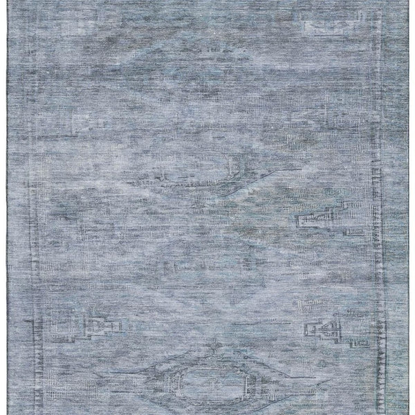 HomeRoots 5' x 8' Sky Blue & Gray Abstract Geometric Washable Area Rug – Soft, Durable, UV Protected Design 695398