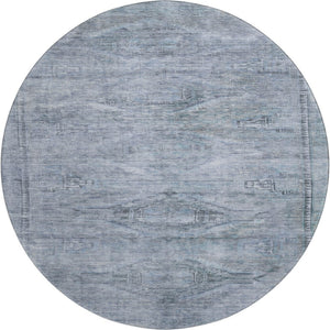 HomeRoots 8' Sky Blue & Gray Abstract Geometric Round Rug - Washable, Non-Slip, UV Protected & Stylish Design 695399