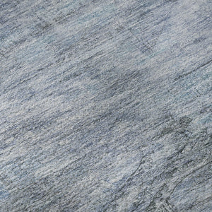 HomeRoots 8' Sky Blue & Gray Abstract Geometric Round Rug - Washable, Non-Slip, UV Protected & Stylish Design 695399