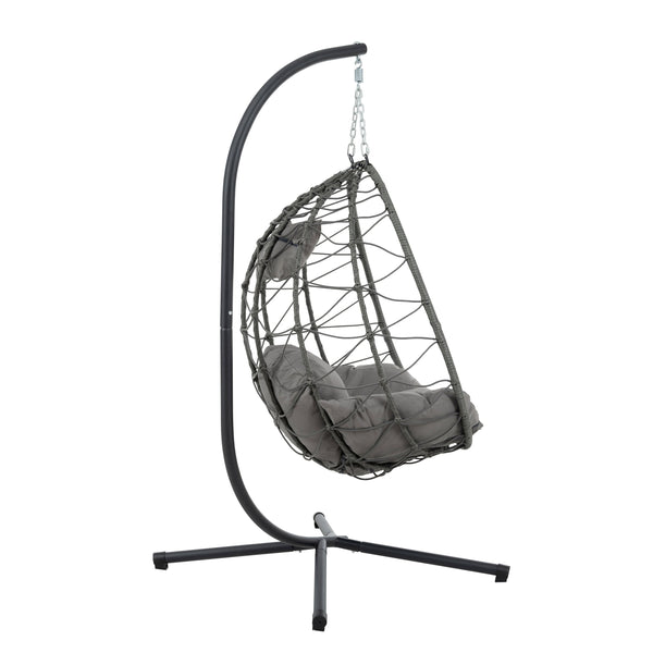 English Elm Egg Chair With Stand - Cozy Indoor Outdoor Wicker Swing Chair For Relaxation In Any Space W1703P163948