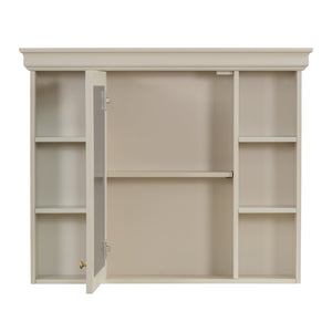 English Elm 35'' Blue Wall Mounted Medicine Cabinet with Mirror Door, MDF Storage, Adjustable Shelves & Towel Rod WF323692AAY