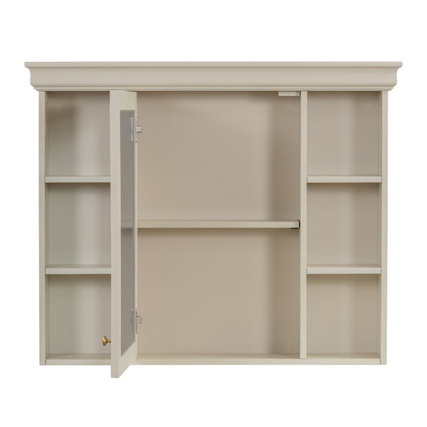 English Elm 35'' Blue Wall Mounted Medicine Cabinet with Mirror Door, MDF Storage, Adjustable Shelves & Towel Rod WF323692AAY