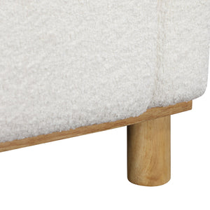 English Elm Mason White Boucle Arm Chair with Pocket Springs, Solid Hardwood Cylindrical Legs, Plush Comfort B050P229984