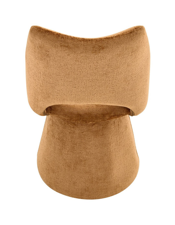 English Elm Modern Chenille Linen Accent Chair Sculptural Hollow Back Swivel Seat for Dining Vanity Brown W3493P452653