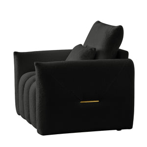 English Elm 35 Inch Teddy Velvet Lounge Chair Sculptural Cloud Seat for Modern Apartment Living Black W2564P457791