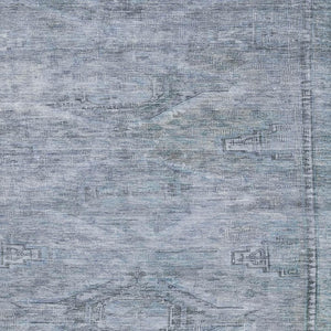 HomeRoots 8' X 10' Sky Blue & Gray Abstract Geometric Rug - Washable, UV Protected, Non-Slip, Stylish Design! 695400