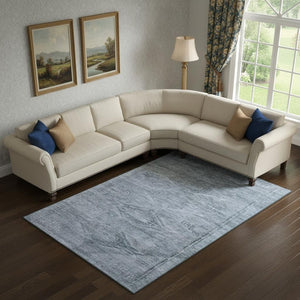 HomeRoots 9' X 12' Sky Blue & Gray Abstract Geometric Washable Area Rug - Durable, UV Protected, Stain Resistant 695401
