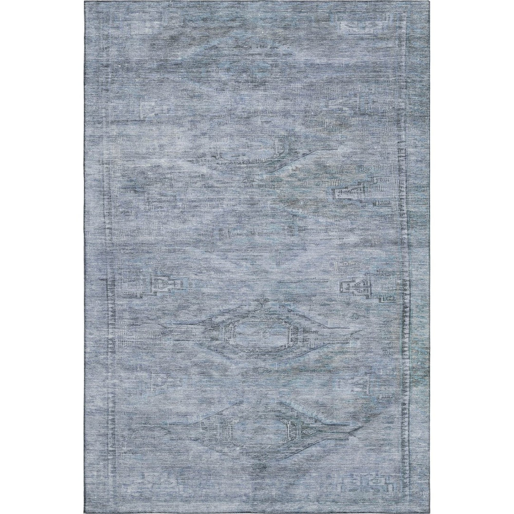 HomeRoots 9' X 12' Sky Blue & Gray Abstract Geometric Washable Area Rug - Durable, UV Protected, Stain Resistant 695401