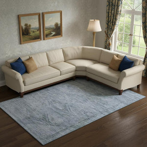 HomeRoots 10' Sky Blue & Gray Abstract Geometric Area Rug - Washable, UV Resistant, Perfect for High-Traffic Spaces 695402