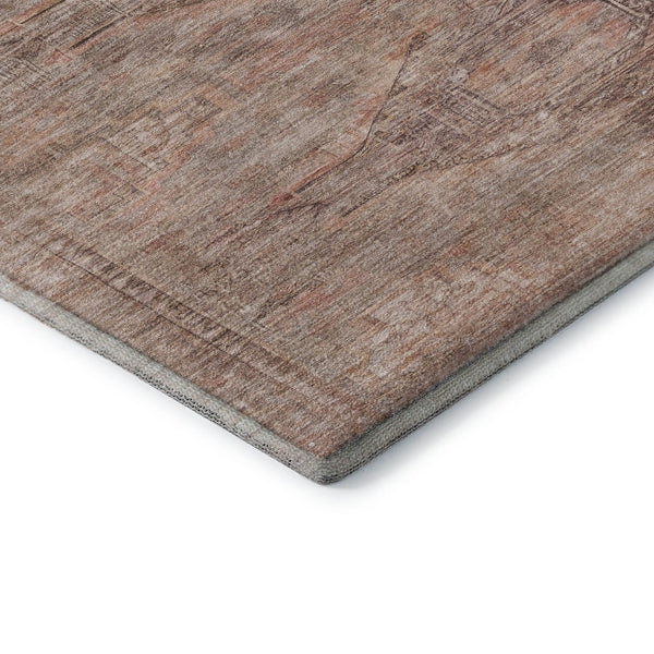HomeRoots 5' X 8' Salmon Copper Beige Geometric Area Rug - Washable, UV Protected, Ideal for High-Traffic Spaces 695404
