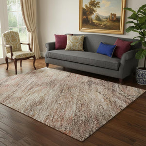 HomeRoots 5' X 8' Salmon Copper Beige Geometric Area Rug - Washable, UV Protected, Ideal for High-Traffic Spaces 695404