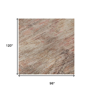 HomeRoots 8' X 10' Abstract Geometric Area Rug in Salmon, Copper & Beige - Washable, UV Protected & Durable 695406