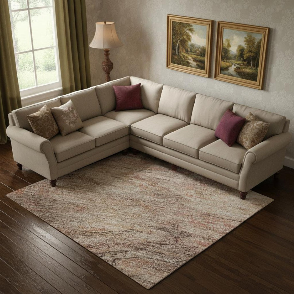 HomeRoots 10' X 14' Salmon Copper Beige Abstract Geometric Area Rug - UV Protected, Stain Resistant, Non-Slip! 695408