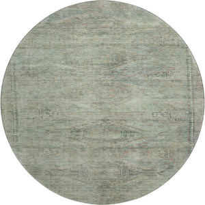 HomeRoots 8' Teal Sage & Copper Abstract Round Rug – Washable, UV-Protected, Stylish & Durable for Every Home 695411