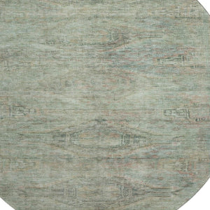 HomeRoots 8' Teal Sage & Copper Abstract Round Rug – Washable, UV-Protected, Stylish & Durable for Every Home 695411
