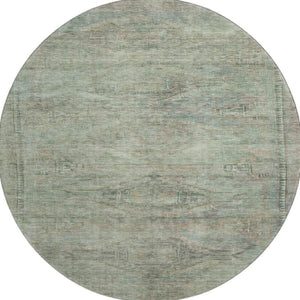 HomeRoots 8' Teal Sage & Copper Abstract Round Rug – Washable, UV-Protected, Stylish & Durable for Every Home 695411