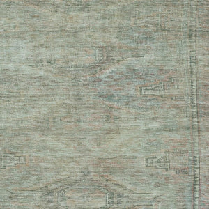HomeRoots 8' X 10' Teal Sage Copper Abstract Geometric Area Rug - Washable, UV Protected, Stain Resistant Design 695412