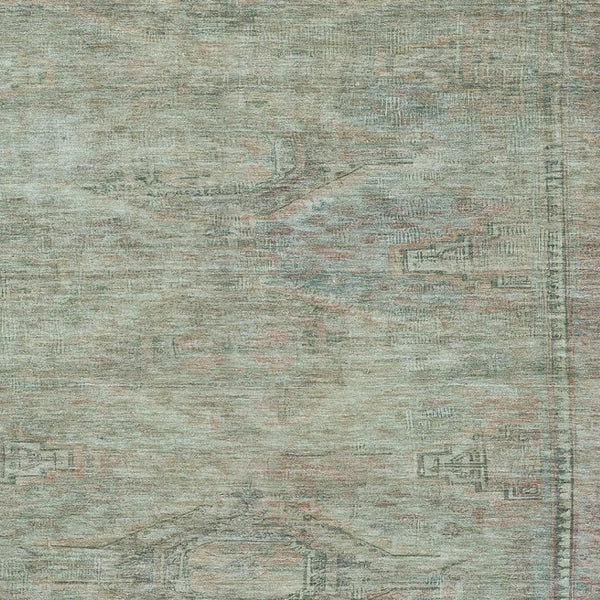 HomeRoots 8' X 10' Teal Sage Copper Abstract Geometric Area Rug - Washable, UV Protected, Stain Resistant Design 695412