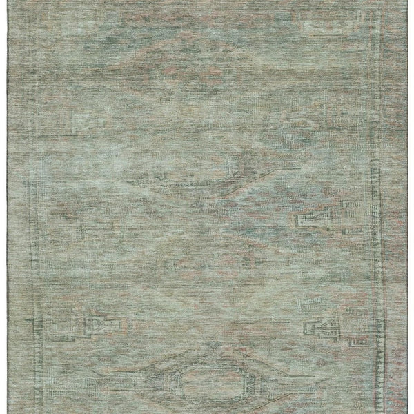HomeRoots 8' X 10' Teal Sage Copper Abstract Geometric Area Rug - Washable, UV Protected, Stain Resistant Design 695412