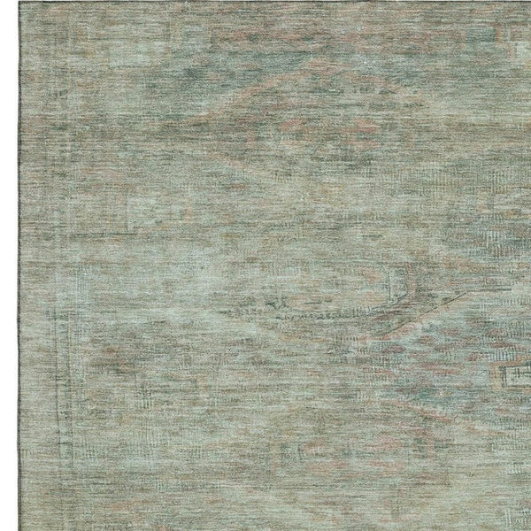 HomeRoots 9' X 12' Teal Sage Copper Area Rug – Modern Abstract Design, Washable, UV Protected & Non-Slip Backing 695413